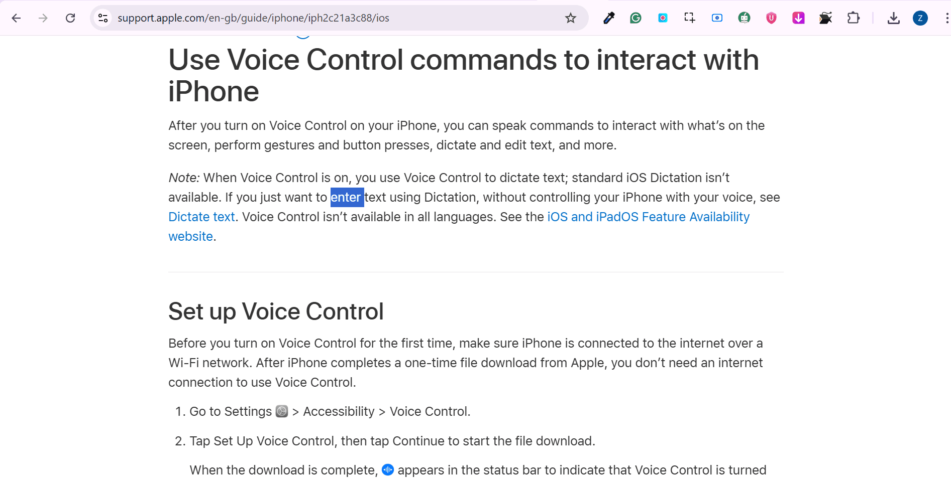 Apple Dictation and Voice Control settings on Mac