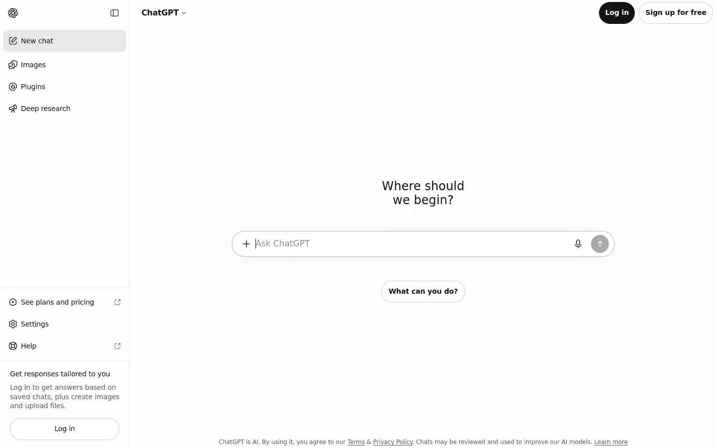 ChatGPT prompt box with microphone input on the public ChatGPT page