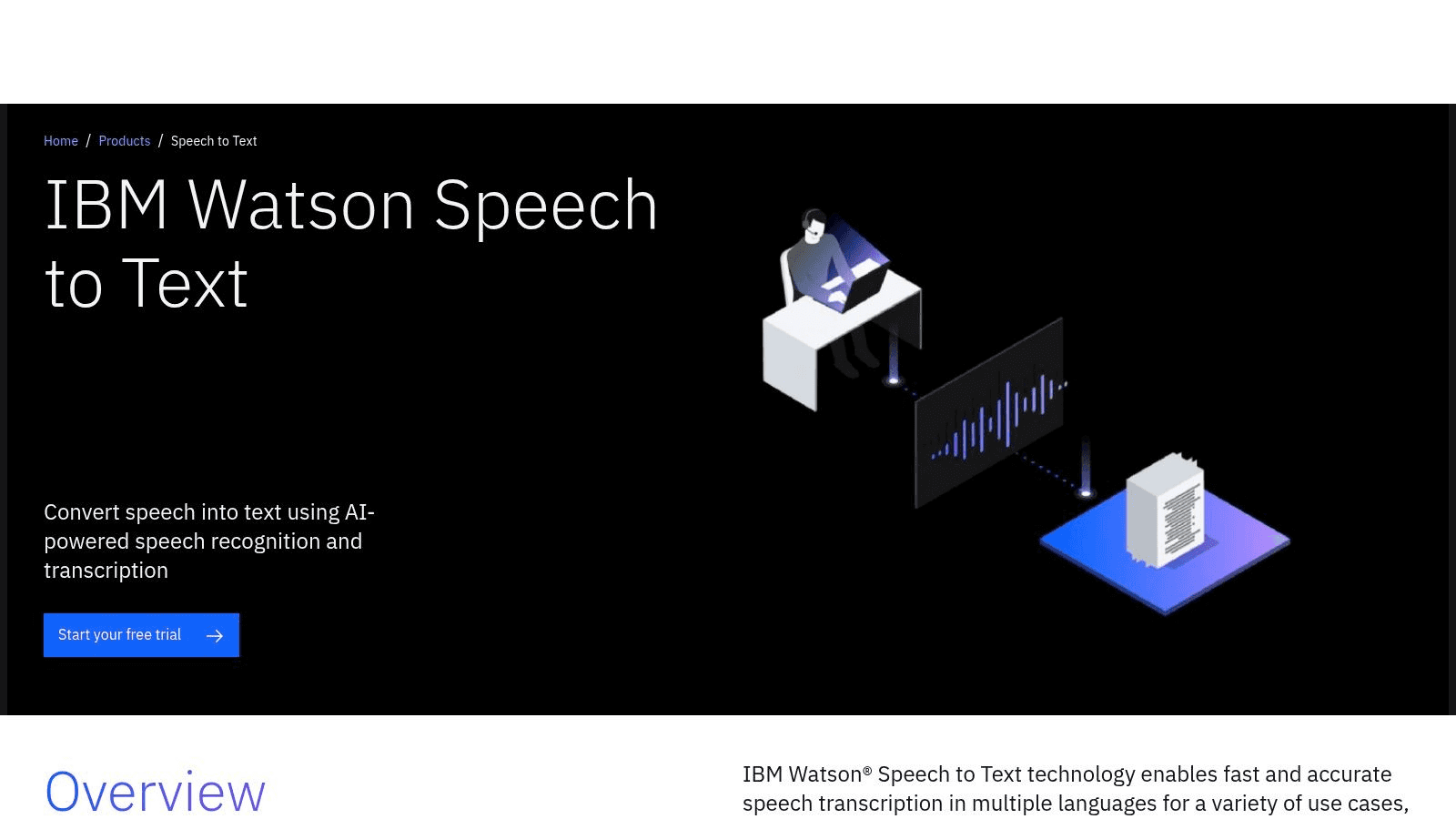 IBM Watson Speiatext Technology Homepage 