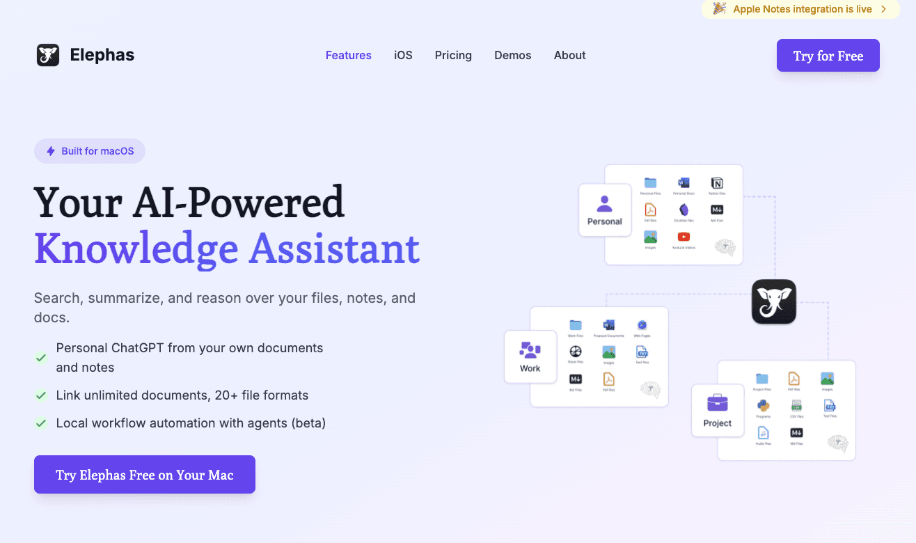LFS Mac AI Writing Assistant Homepage. 
