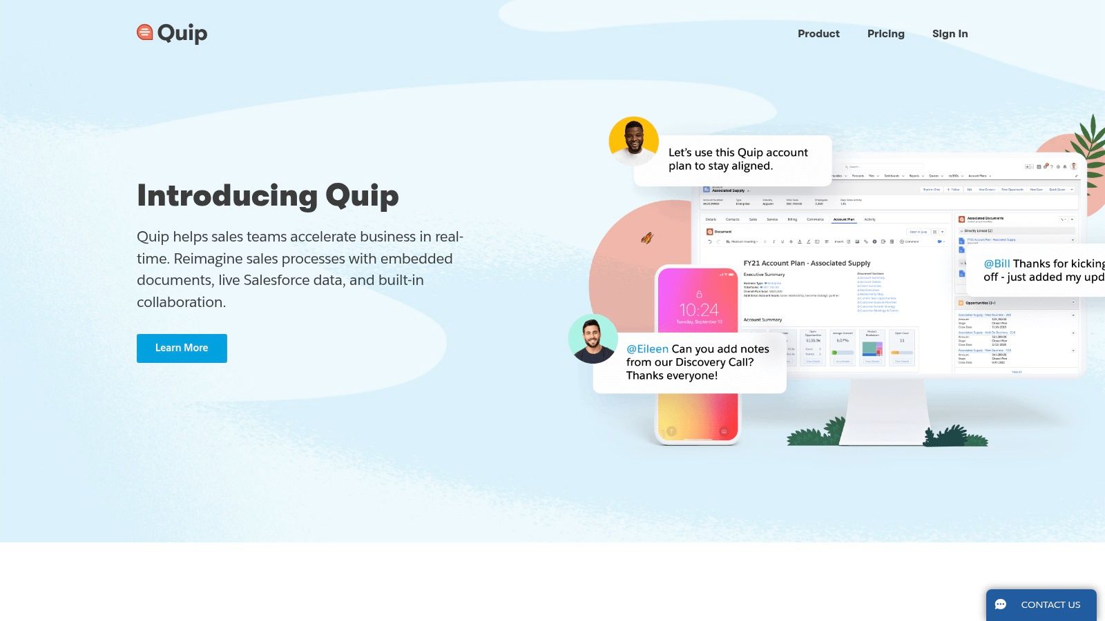 Screenshot of Quip not taking app. 