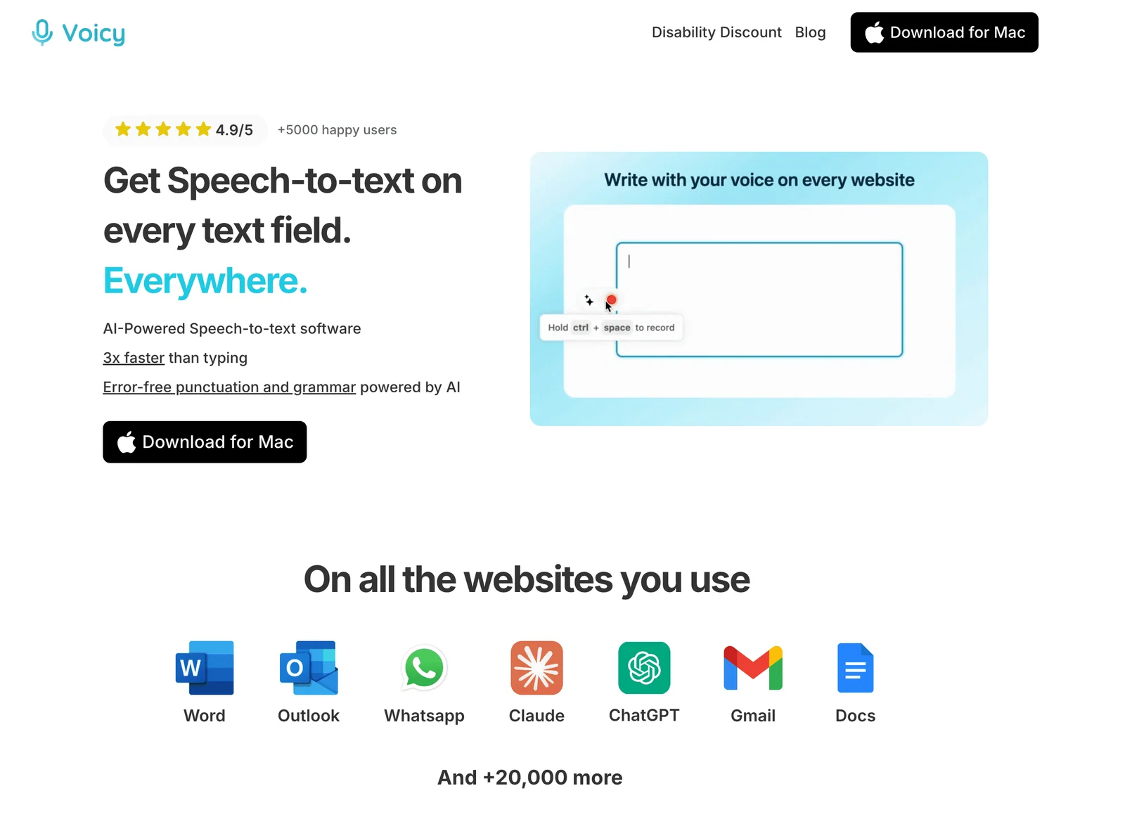 Screenshot of Voicy homepage 