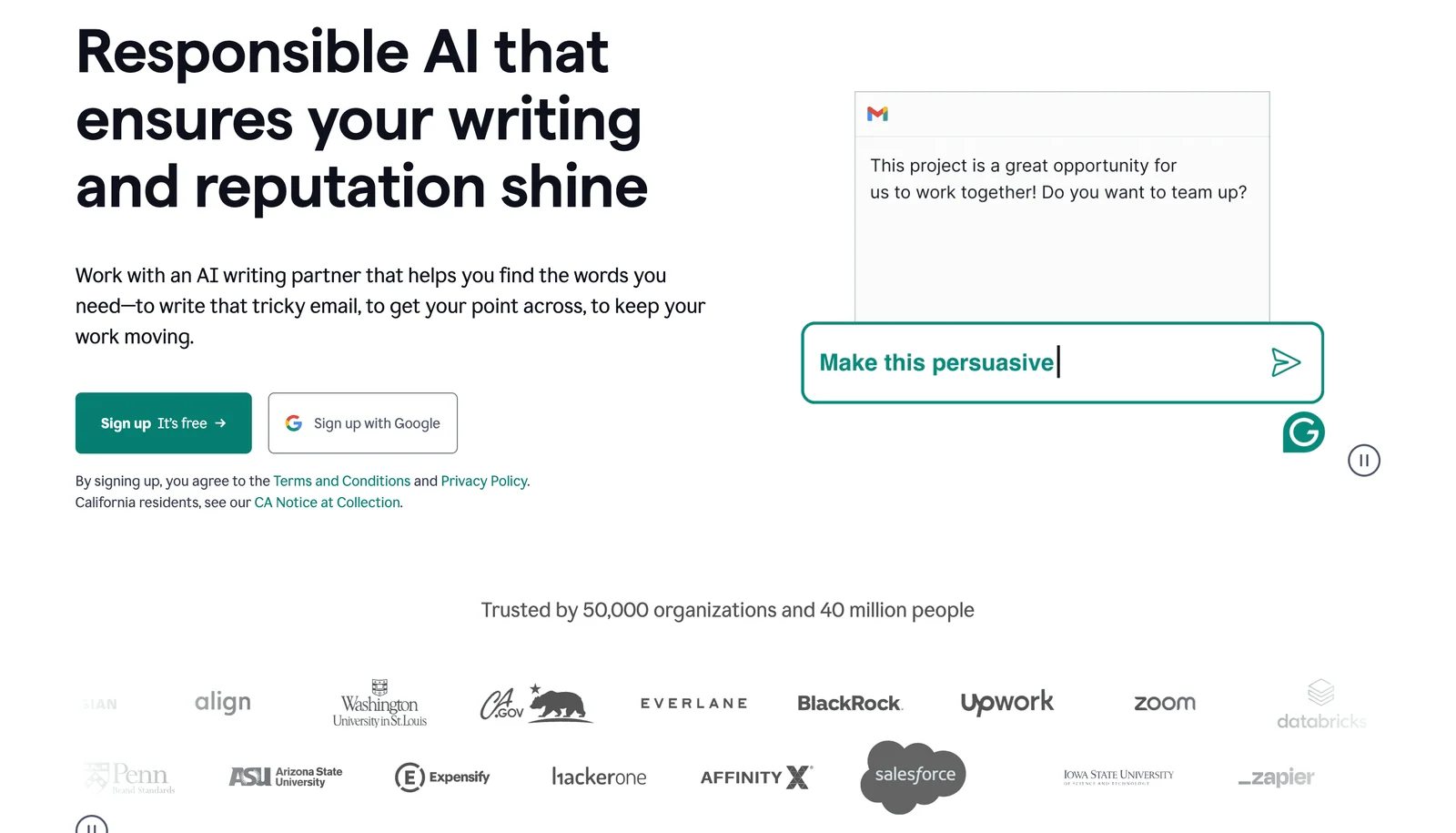 Grammarly for Windows 11 home page screenshot. 