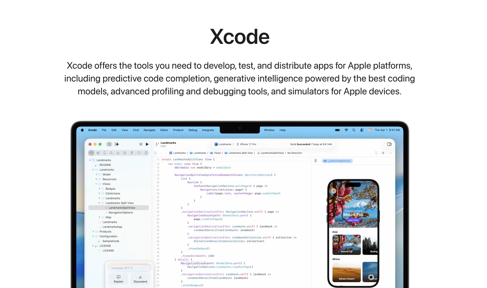 XCode Homepage Screenshot