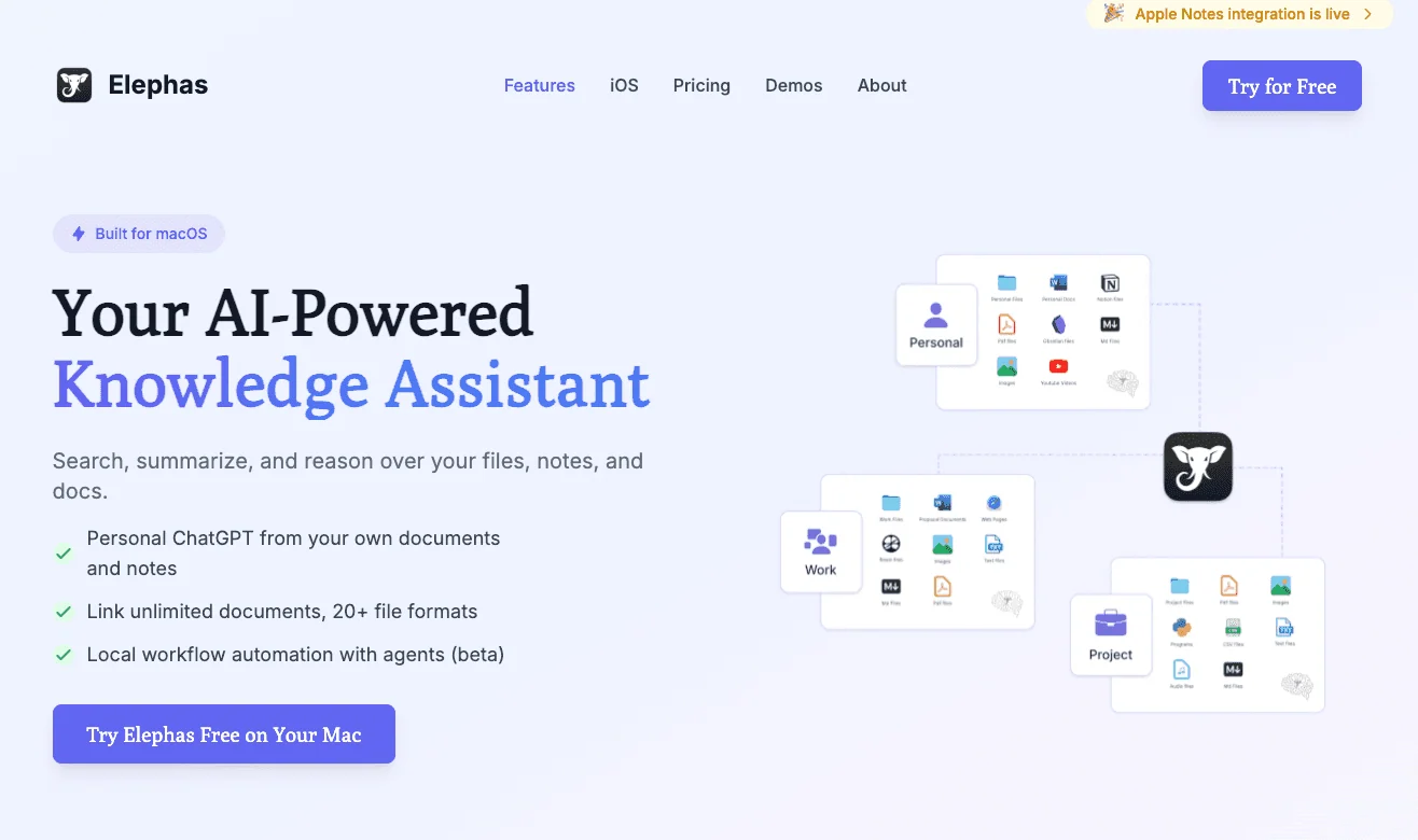 LFS Mac AI Writing Assistant Homepage. 