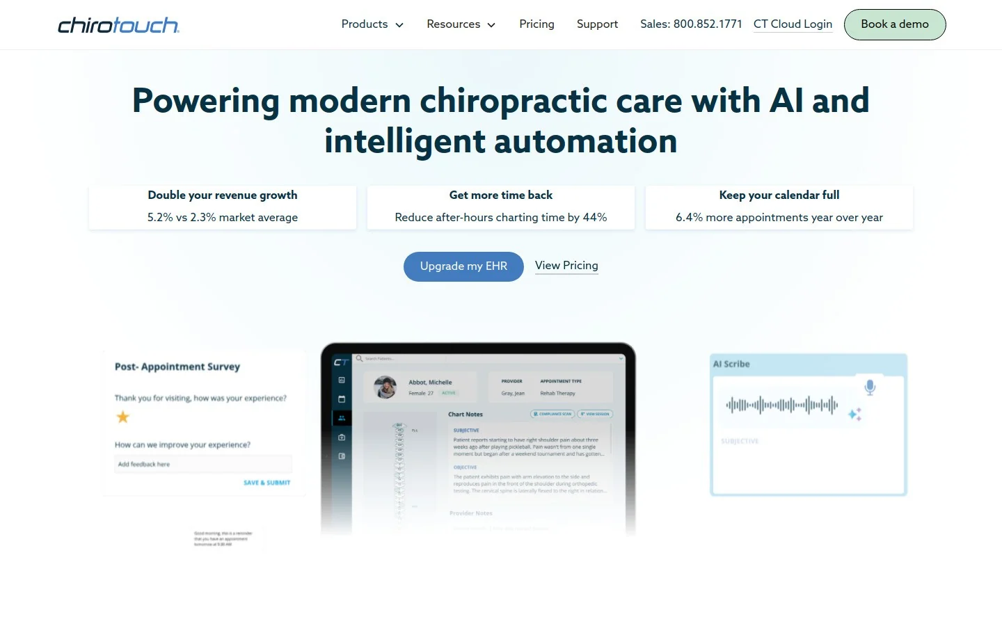 ChiroTouch homepage screenshot