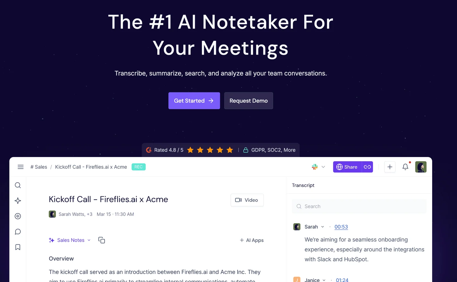 Fireflies note-taking AI app