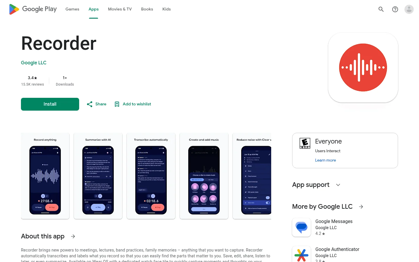 Google Recorder Android recording and transcription app