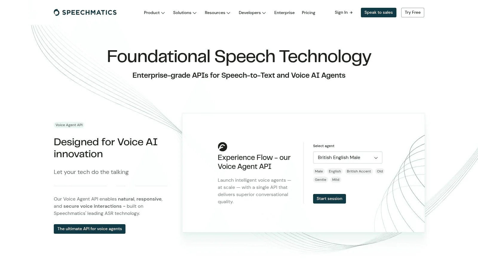 Speechmatics Speech and Text API homepage. 
