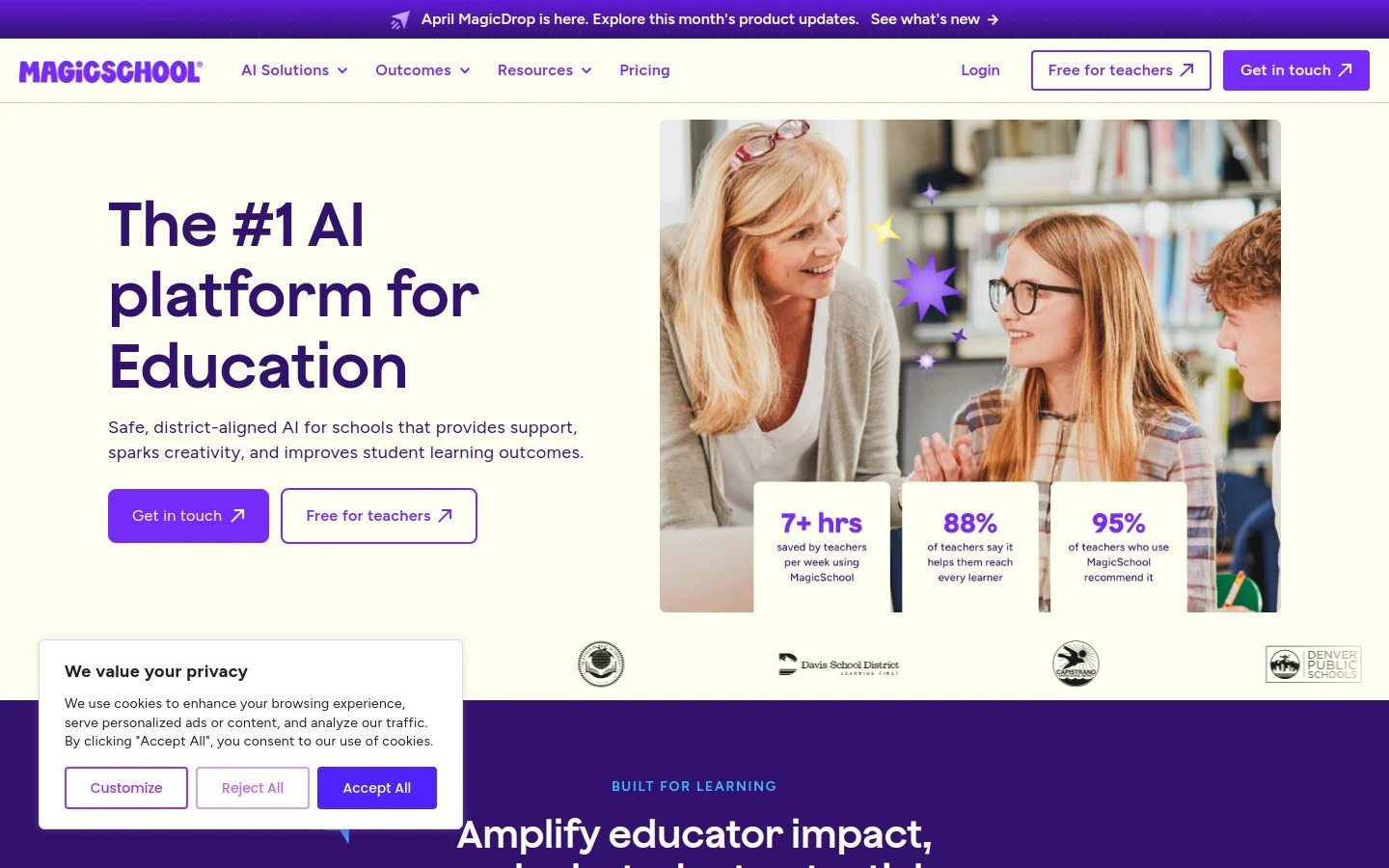 MagicSchool AI homepage screenshot