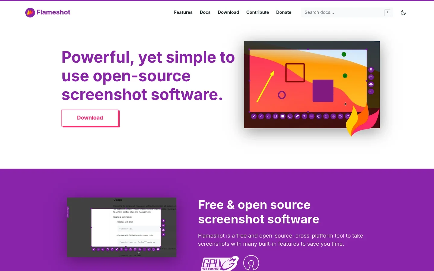 Flameshot official website screenshot