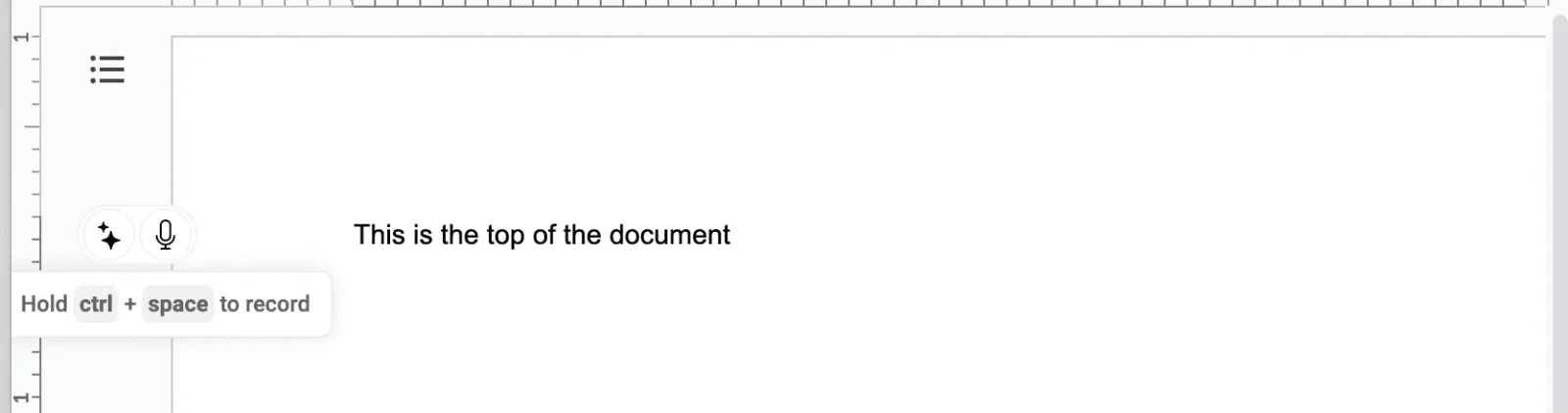 Google Docs document with the Voicy dictation control ready to record