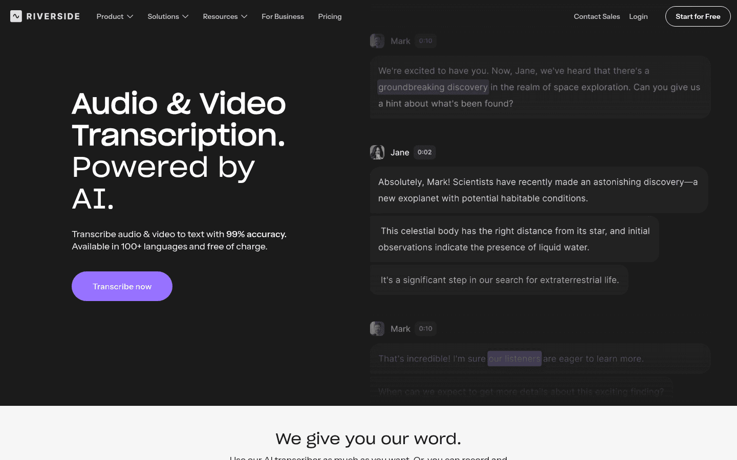 Riverside transcription software screenshot