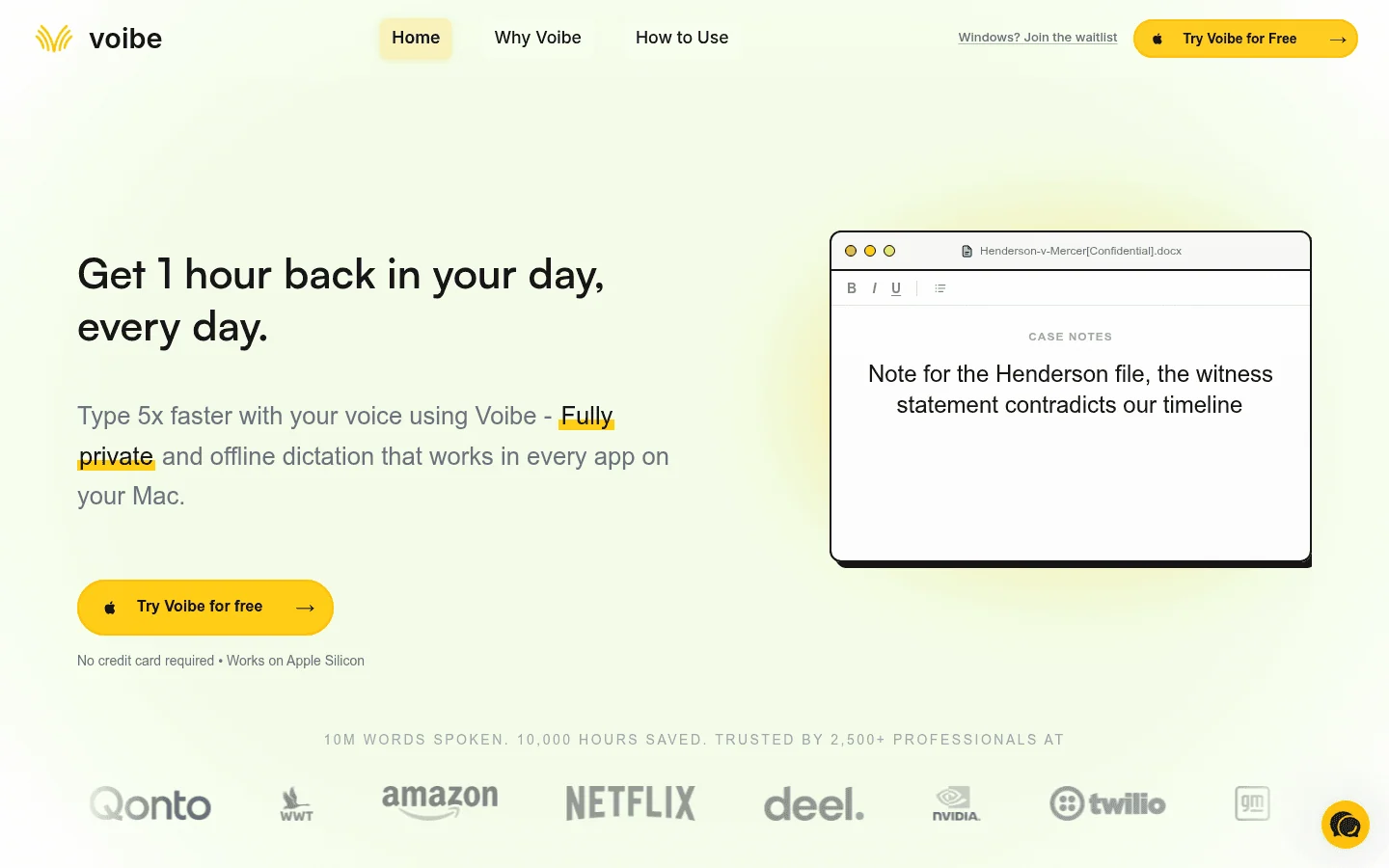 Voibe dictation app screenshot