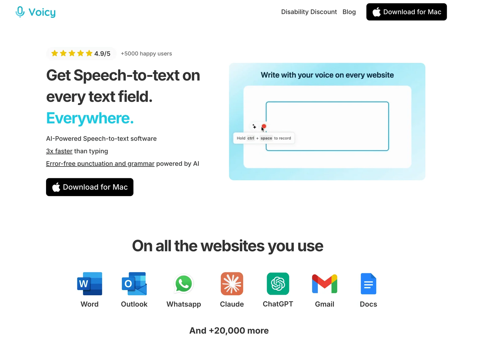 UseVoicy.com Homepage screenshot