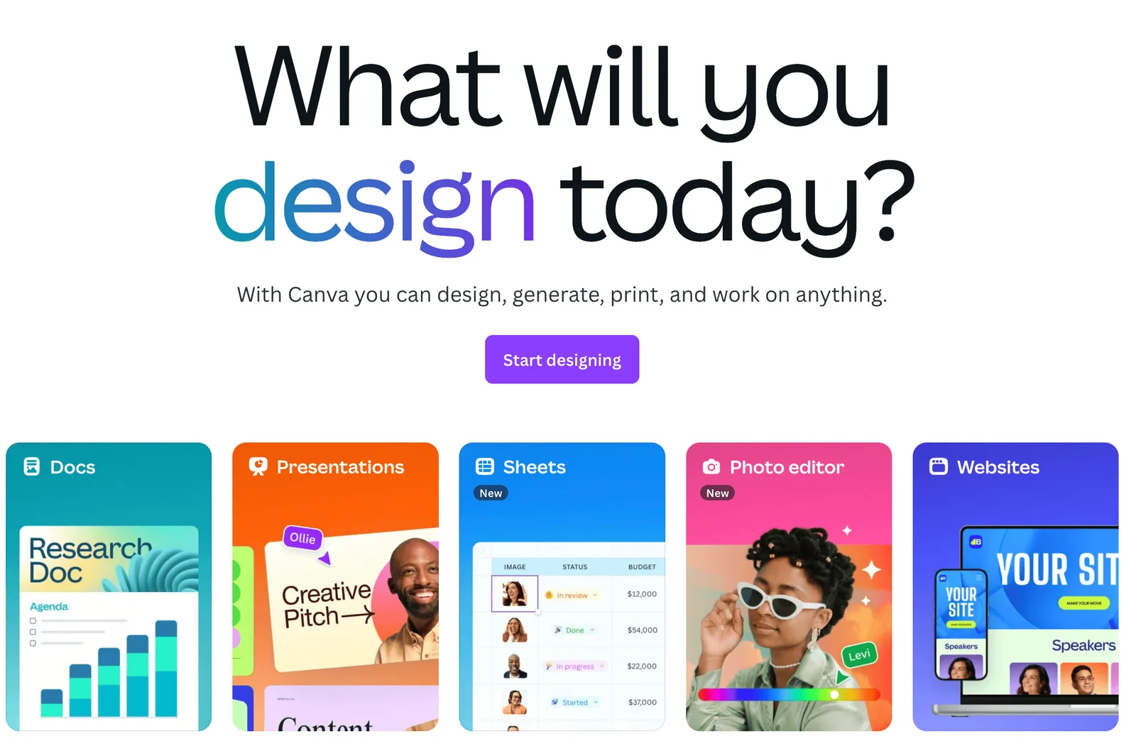 Canva Homepage Screenshot