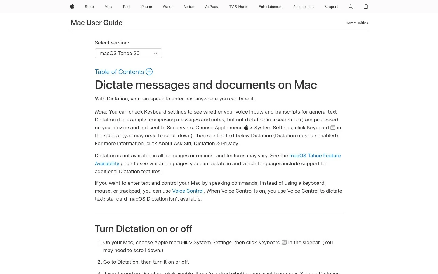 Apple Dictation screenshot