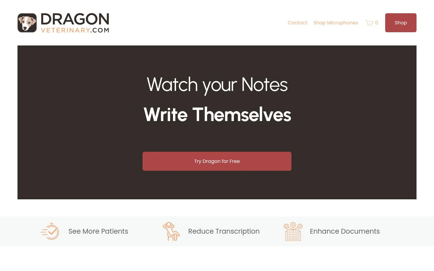 Dragon Veterinary speech recognition homepage