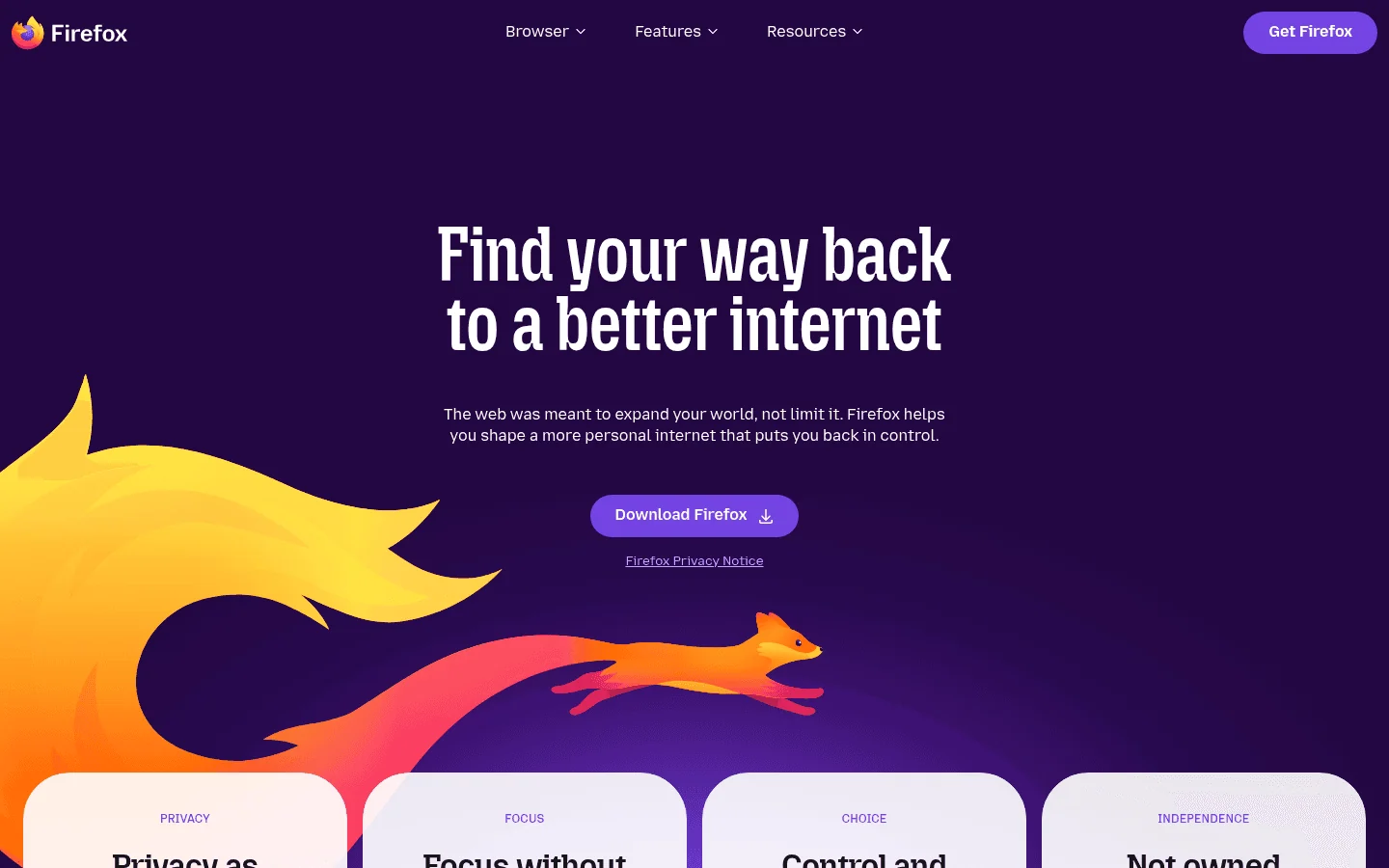 Firefox browser homepage screenshot