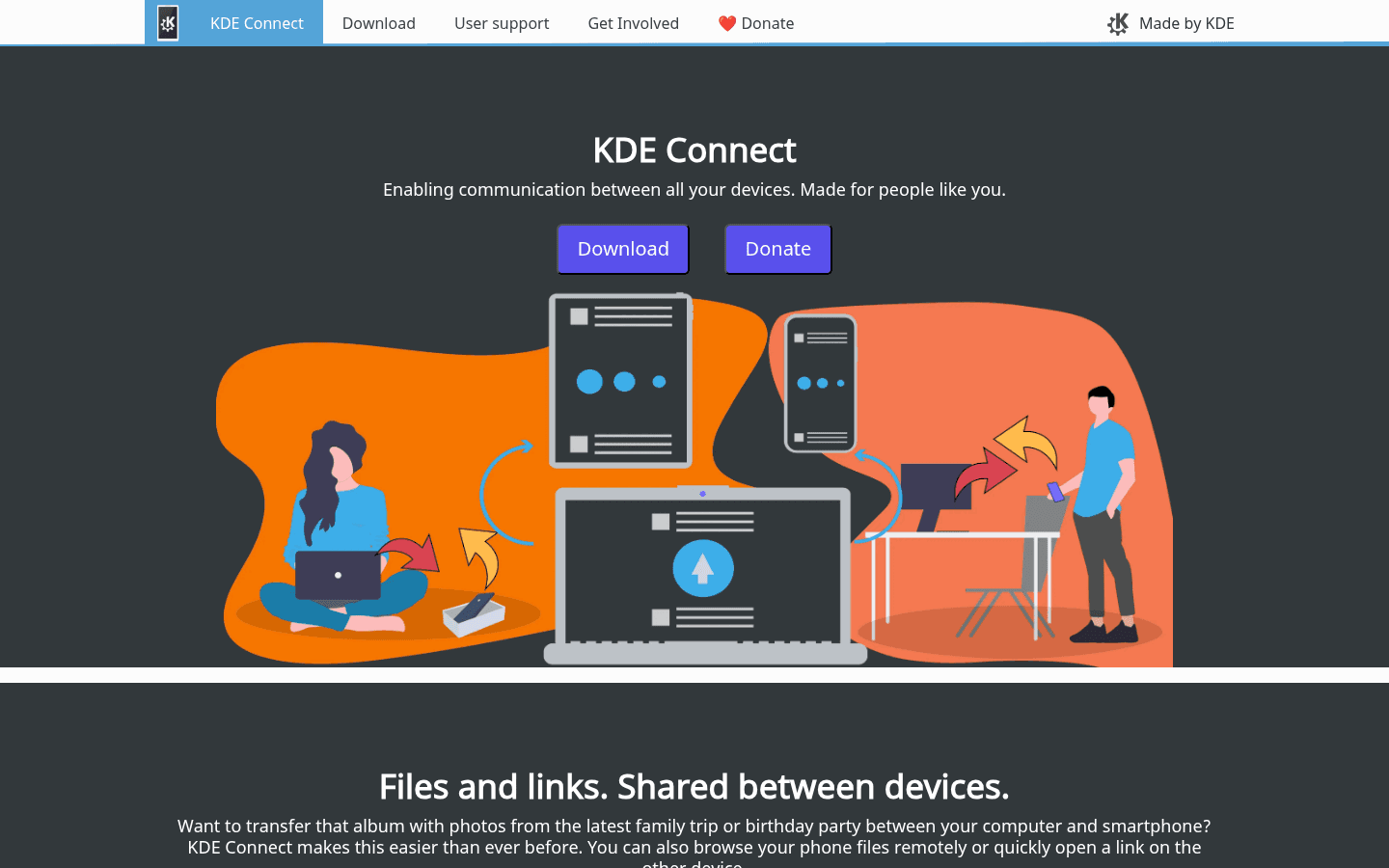 KDE Connect homepage screenshot