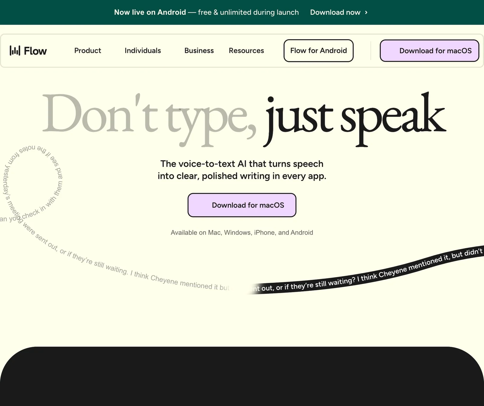 Wispr Flow homepage