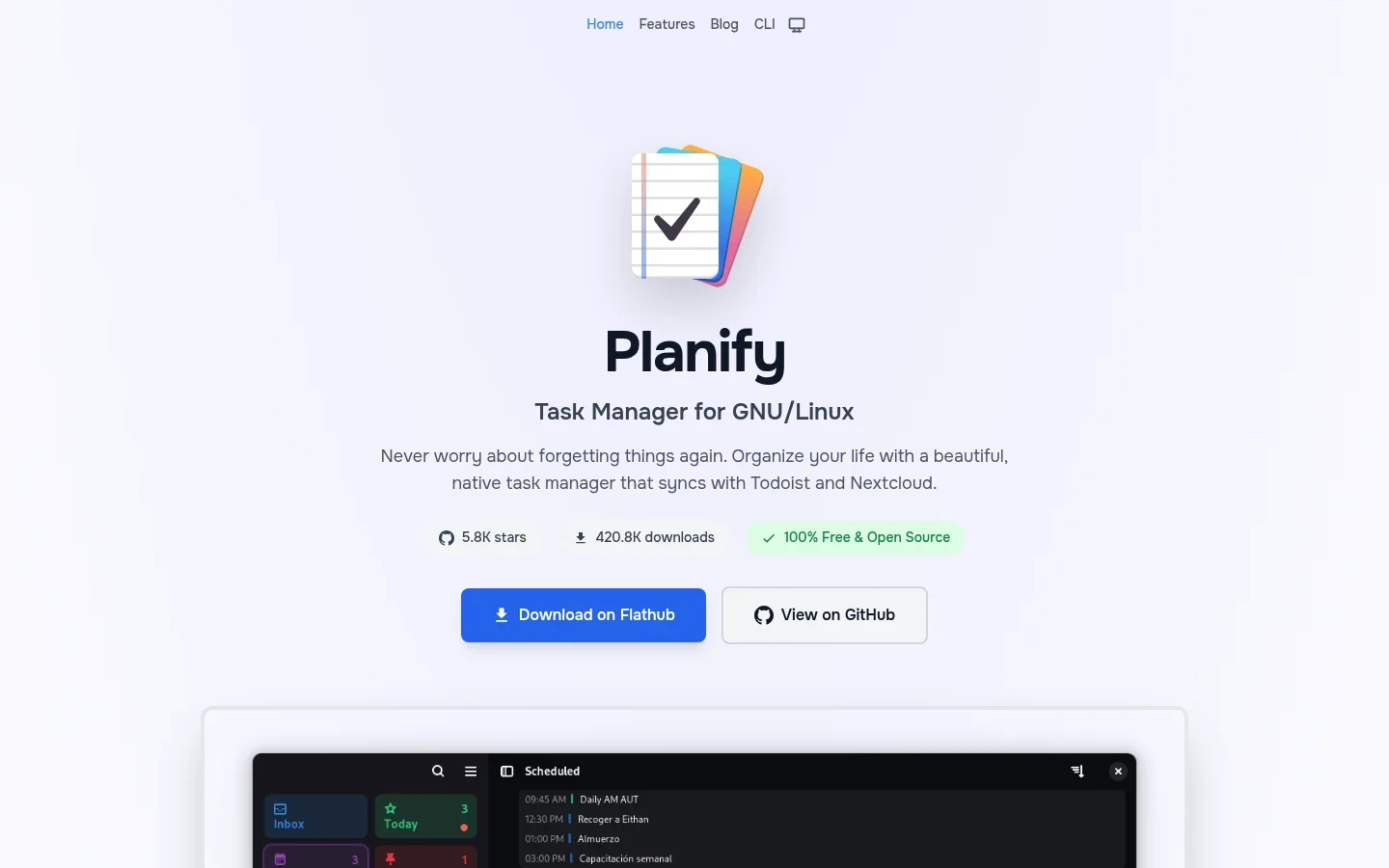 Planify official website screenshot