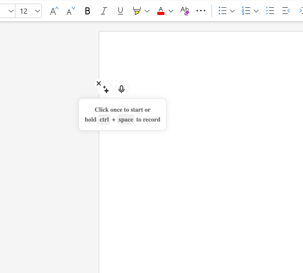 A gif showing a microphone for audio to text in Microsoft Word