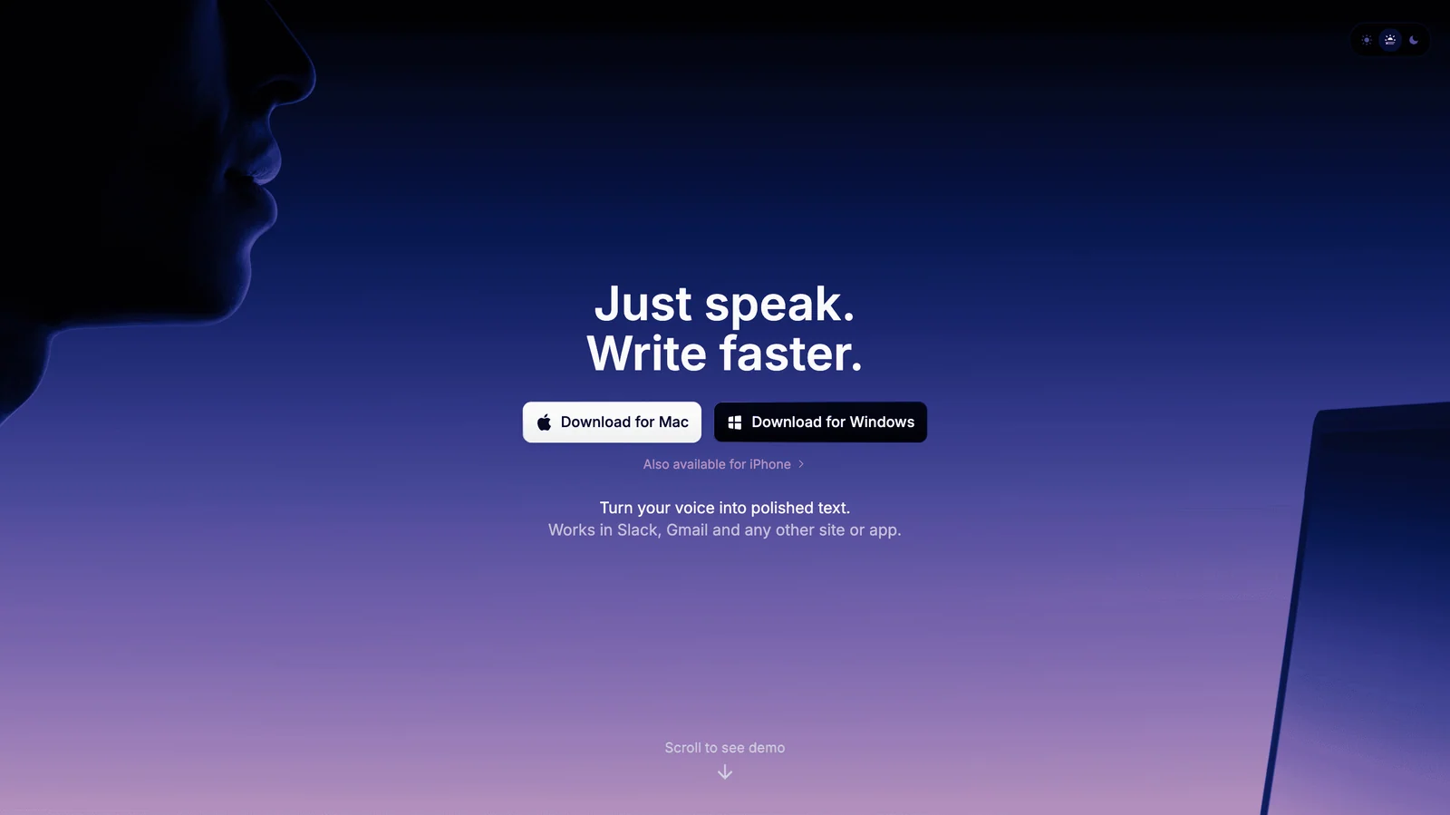 Superwhisper homepage screenshot