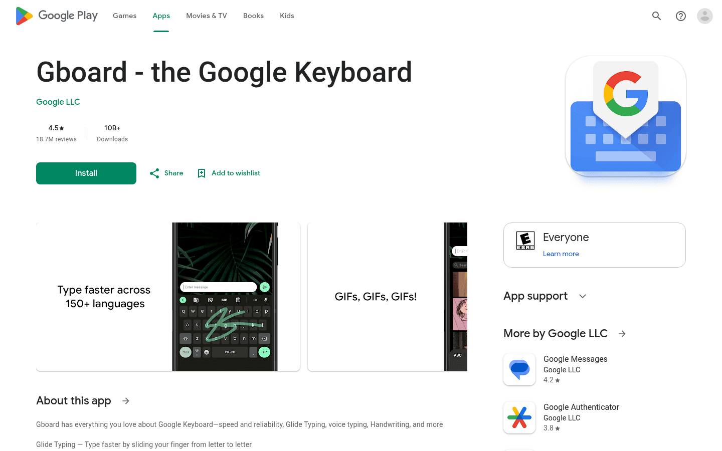 Gboard Google Voice Typing Android speech to text app listing