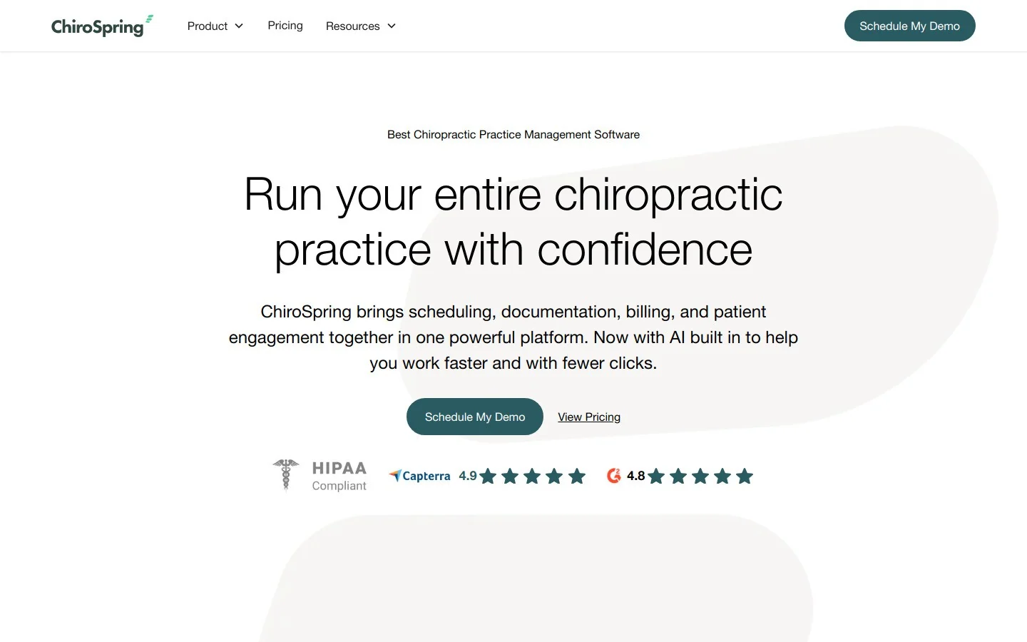 ChiroSpring homepage screenshot