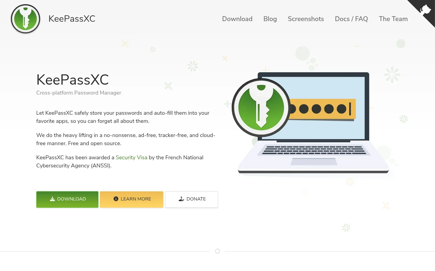 KeePassXC official website screenshot