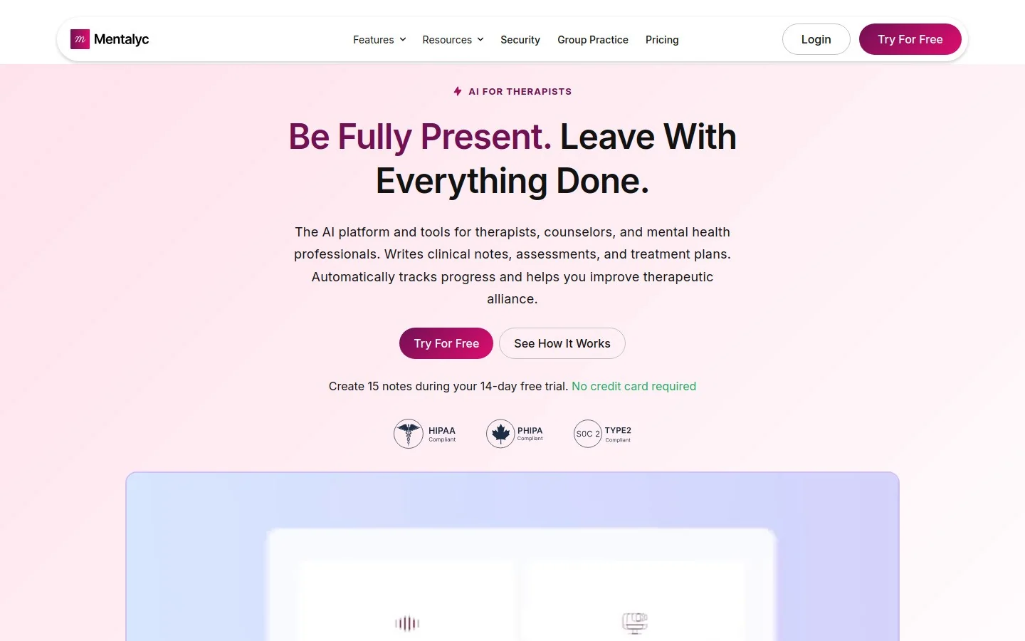 Mentalyc homepage screenshot
