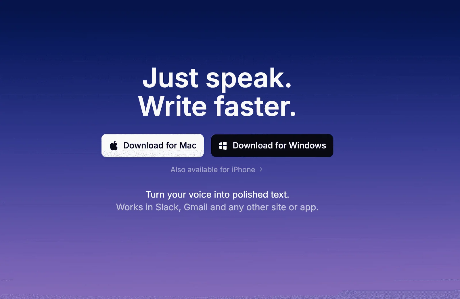 Superwhisper homepage screenshot