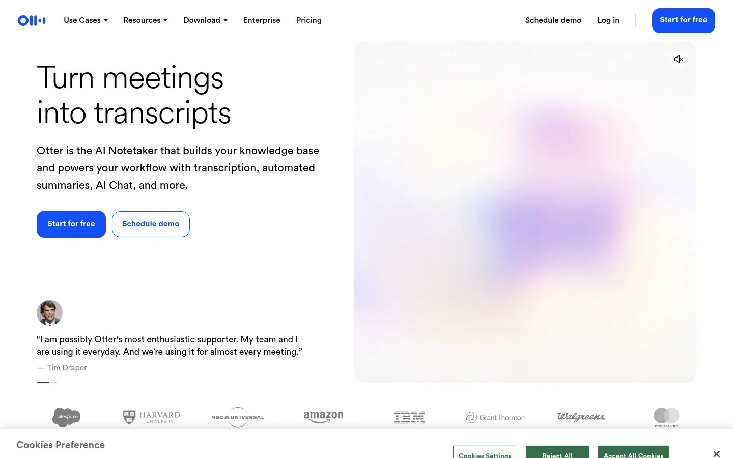 Otter homepage screenshot