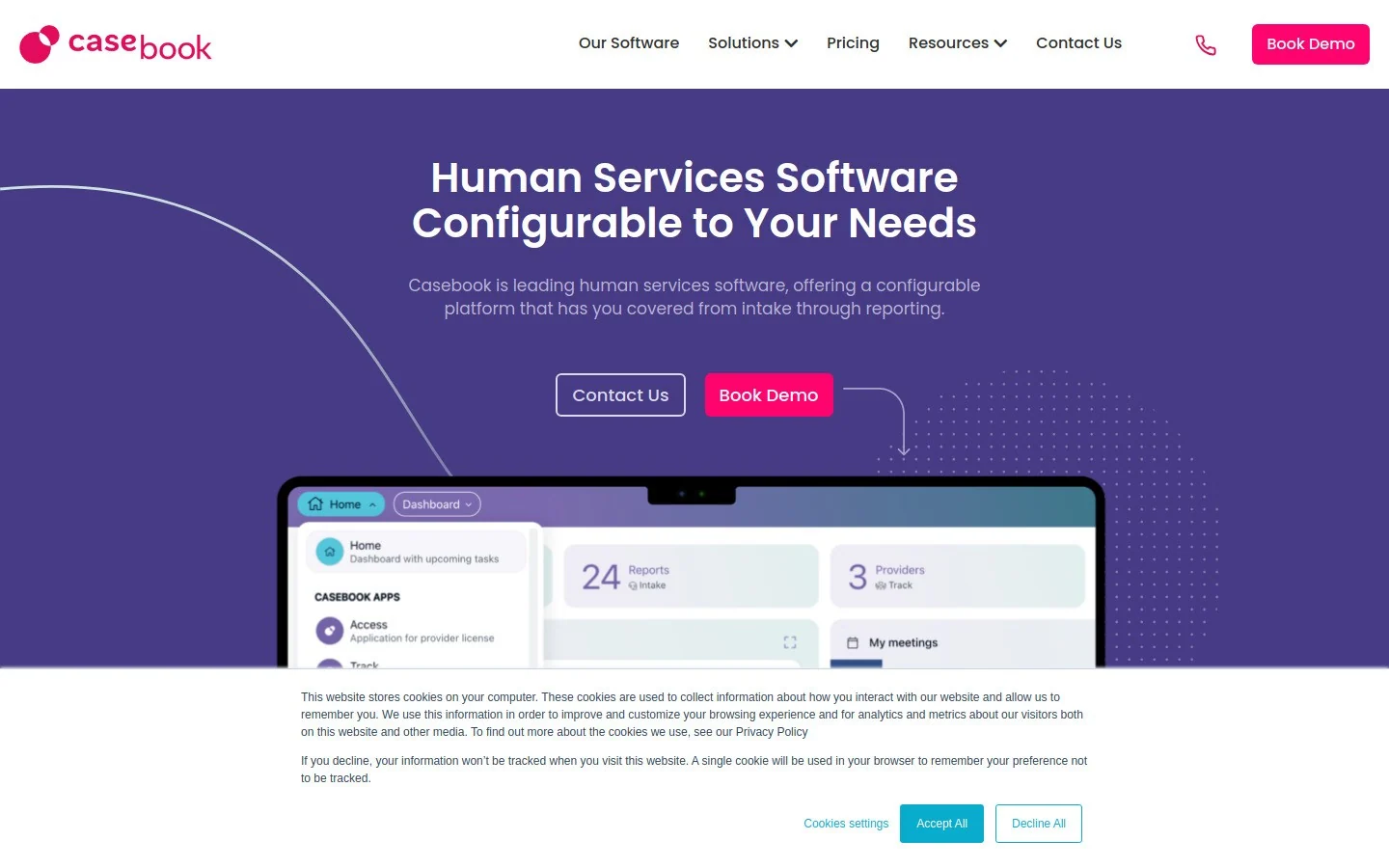 Casebook homepage screenshot