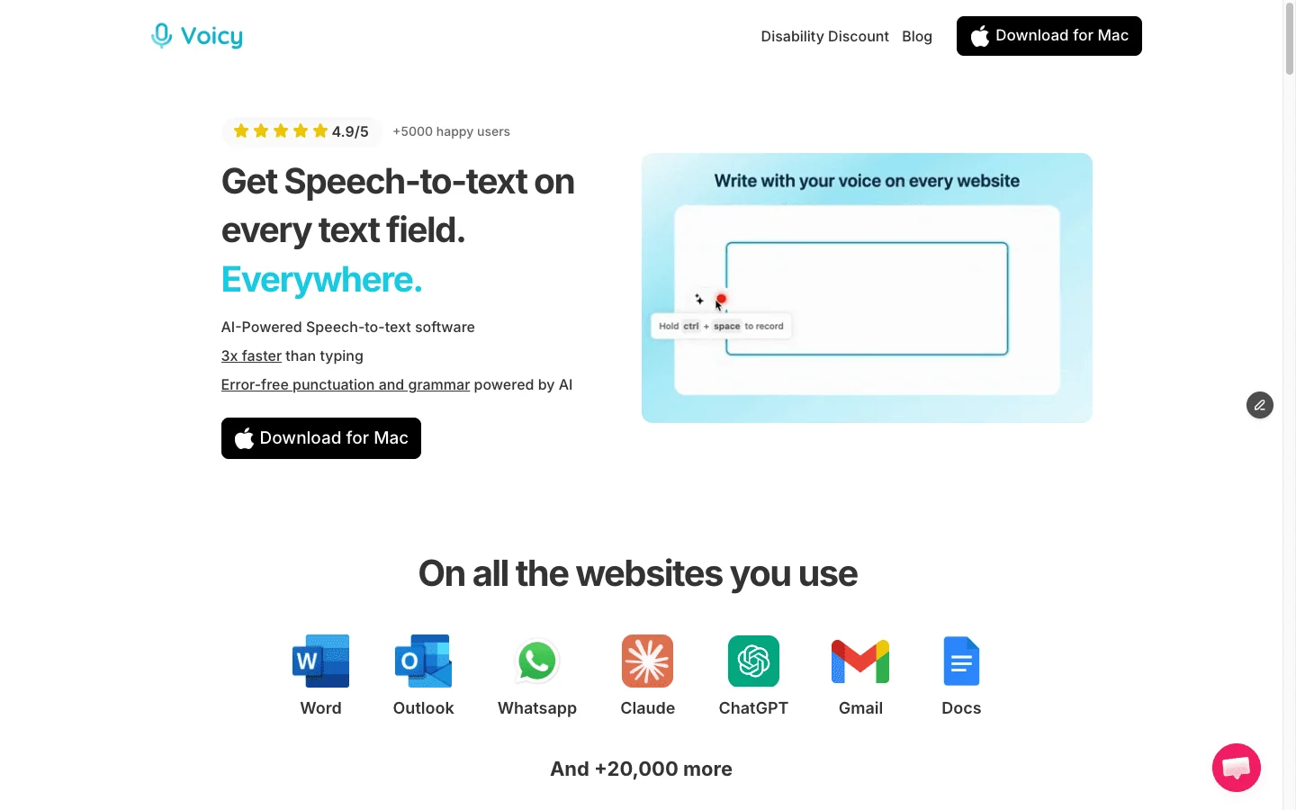 Voicy dictation app screenshot