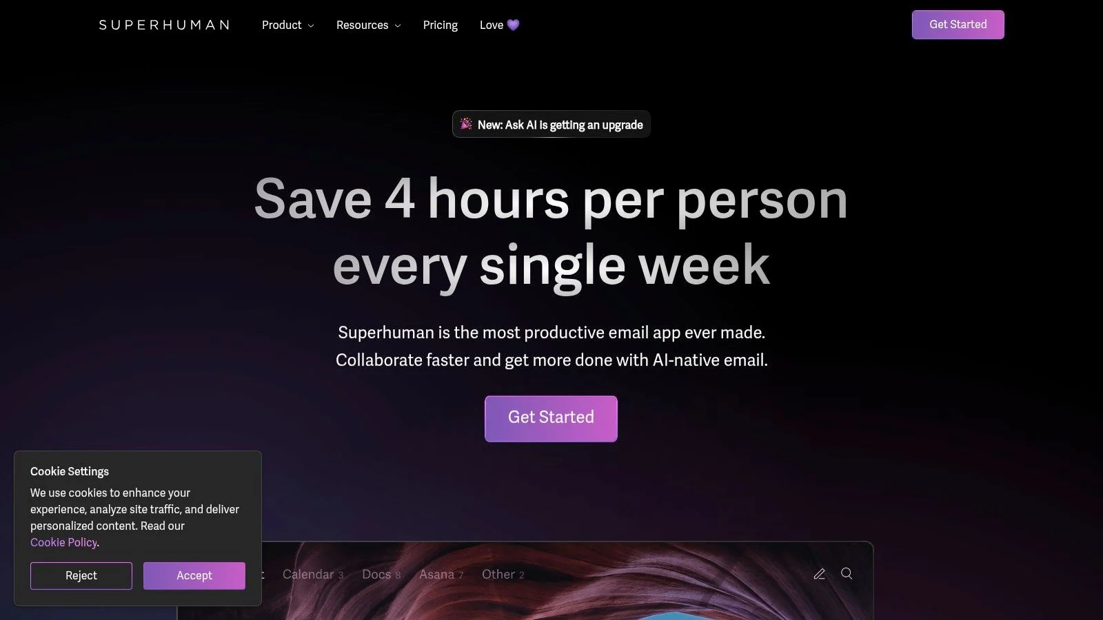 Superhuman homepage screenshot