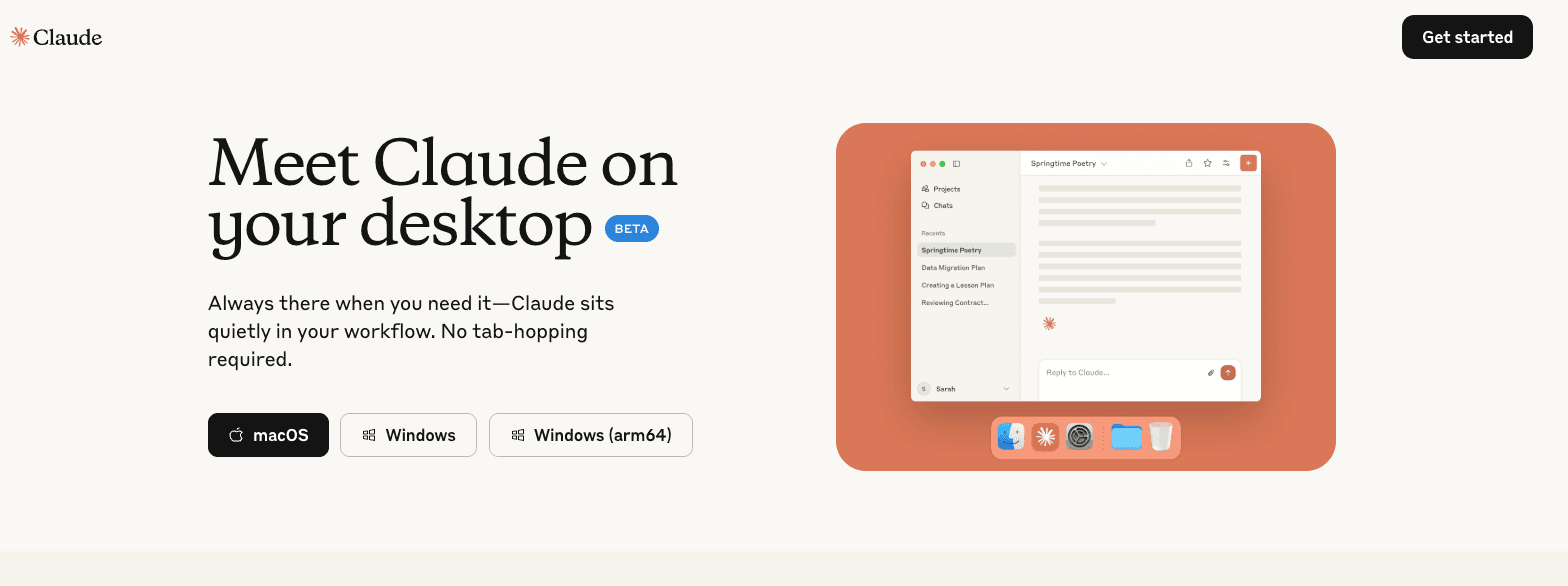 Claude Mac App homepage