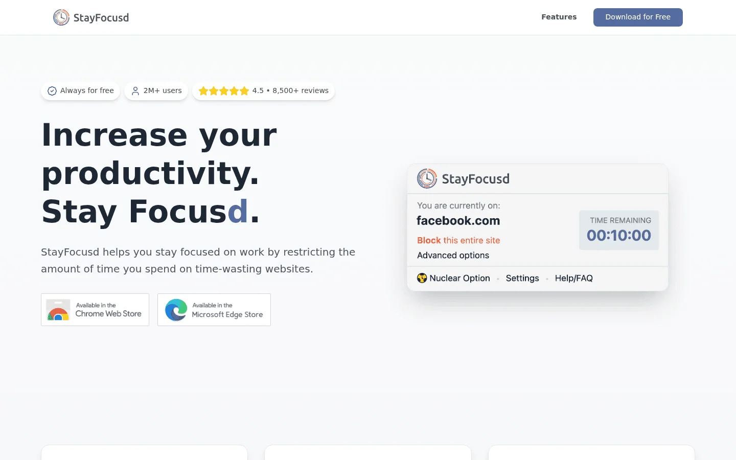 StayFocusd homepage screenshot