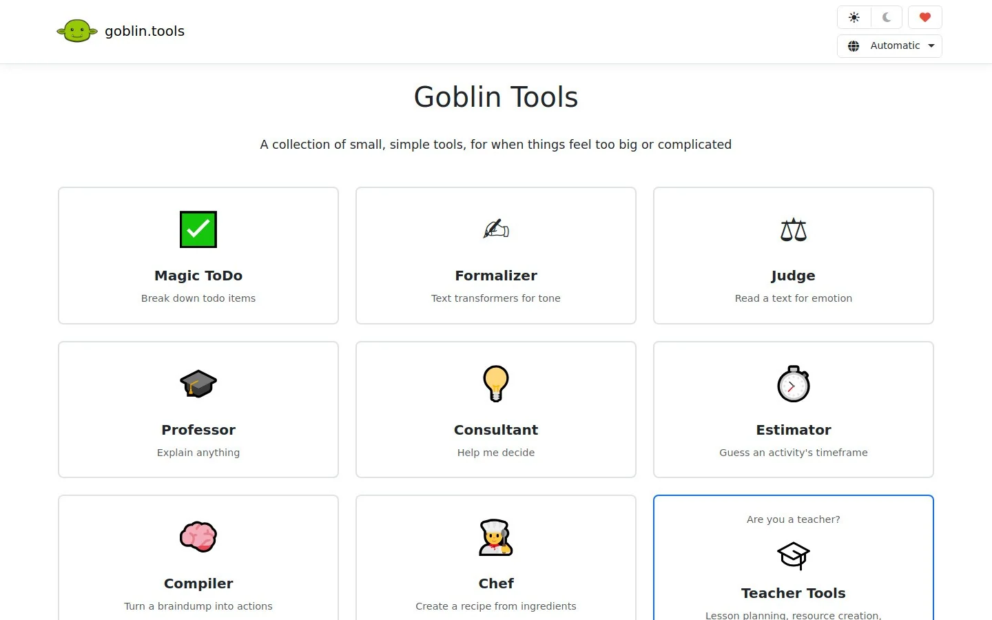 Goblin Tools screenshot