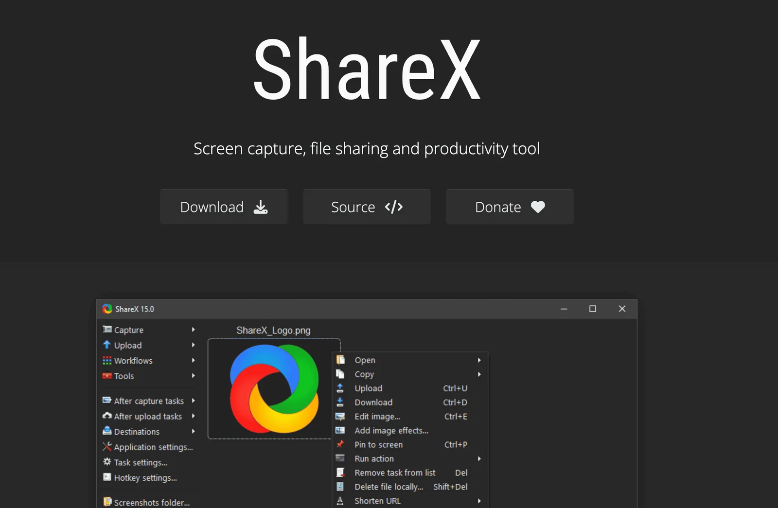 ShareX Homepage Screenshot