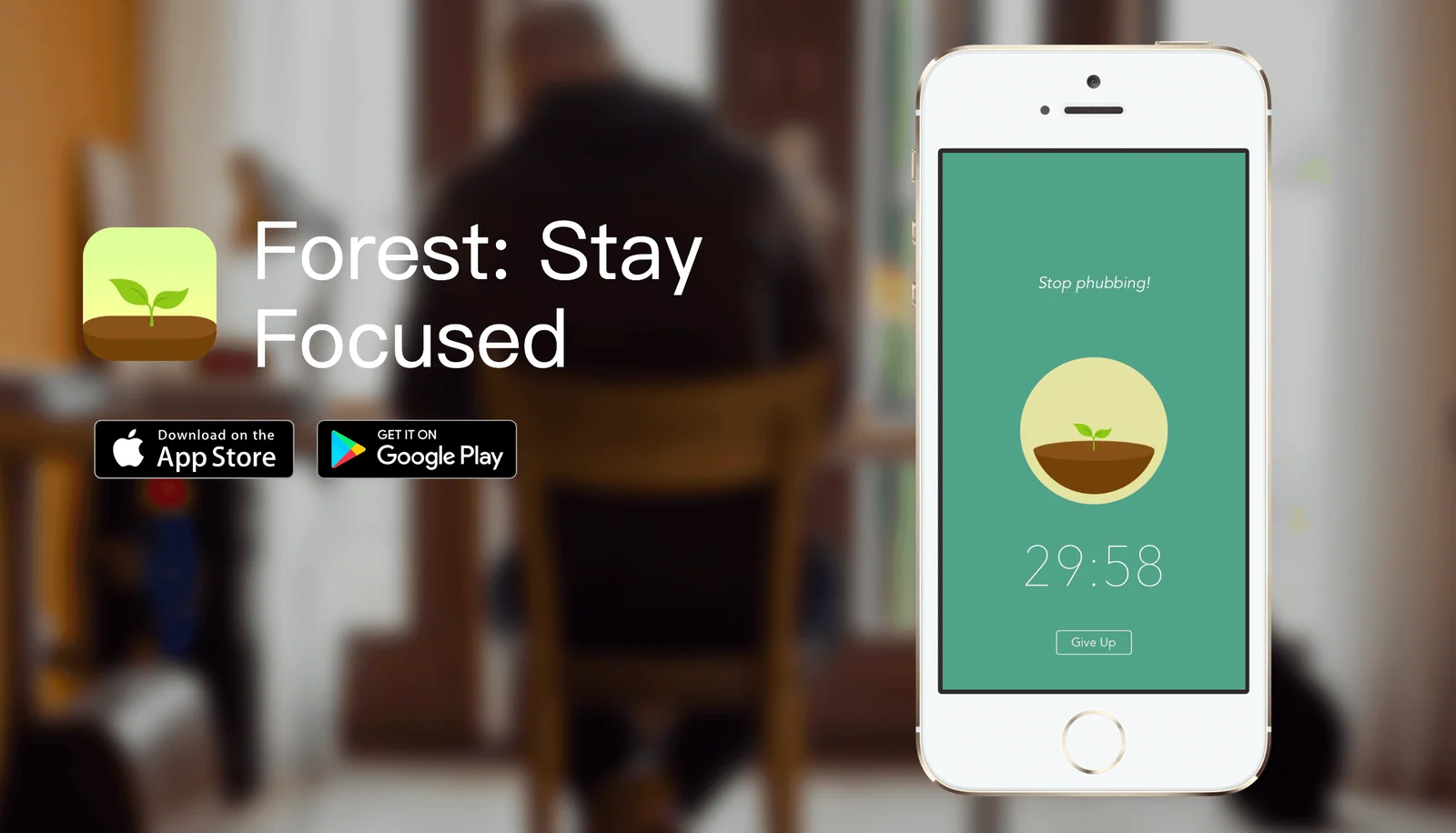 Screenshot of the homepage of Forest, the productivity app that lets you plant a tree. 