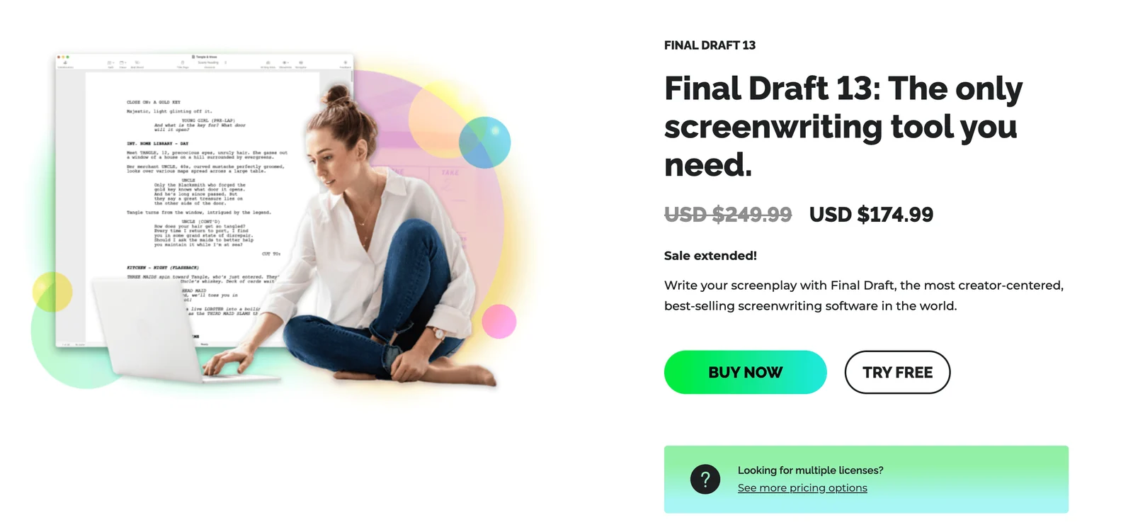 Homepage screenshot: Final Draft - A Screenwriter's Favourite Tool