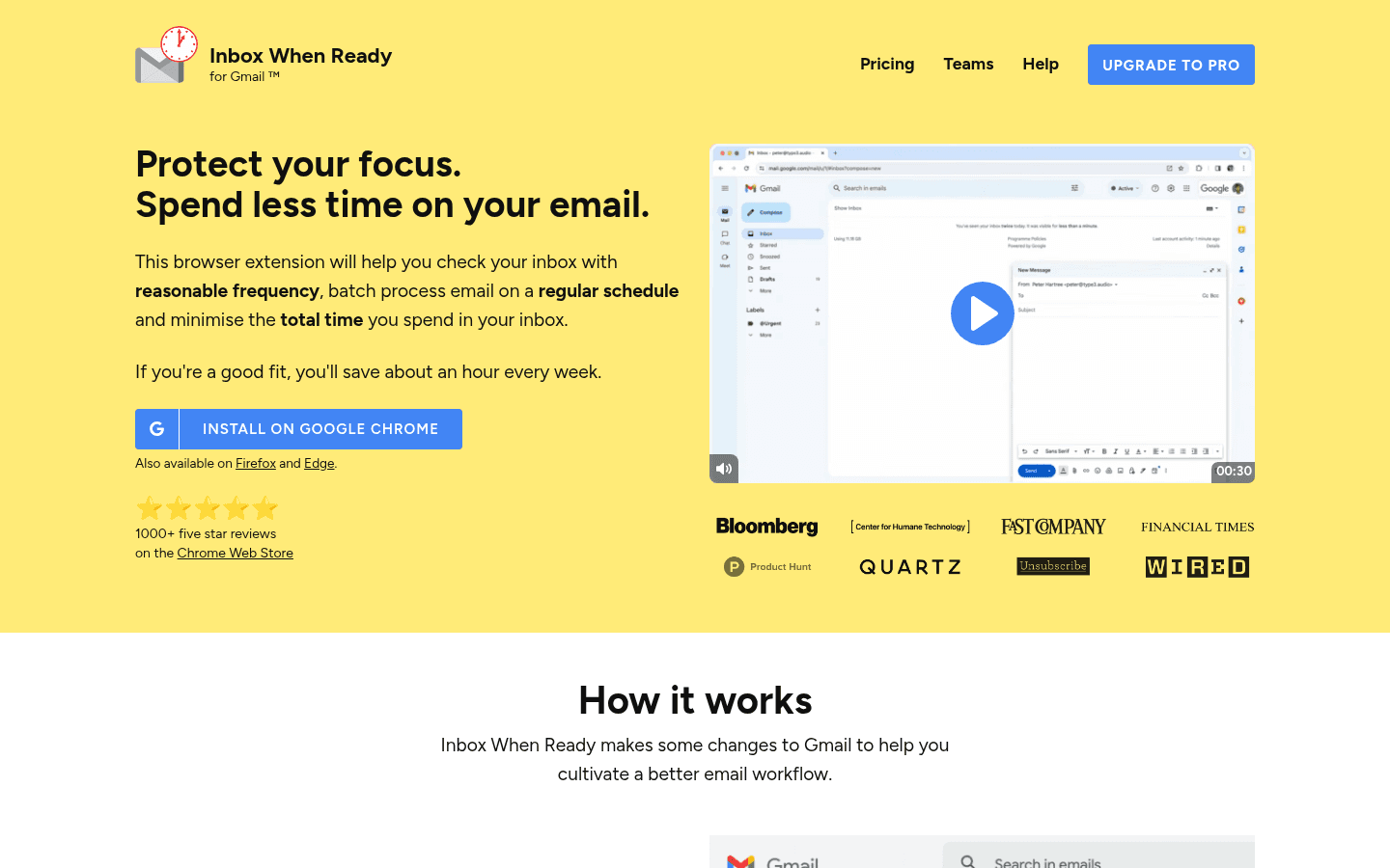 Inbox When Ready homepage screenshot