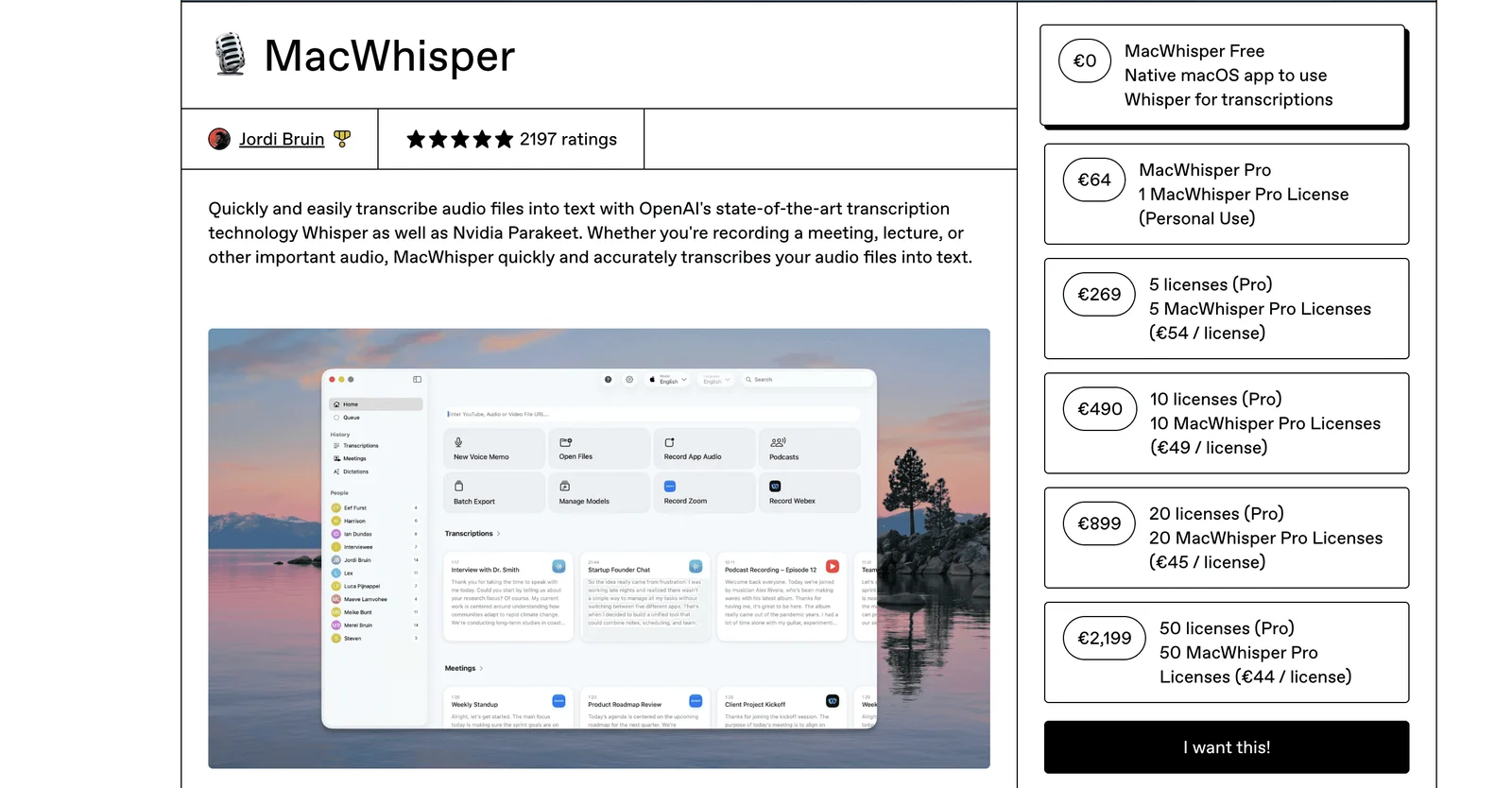 MacWhisper product screenshot