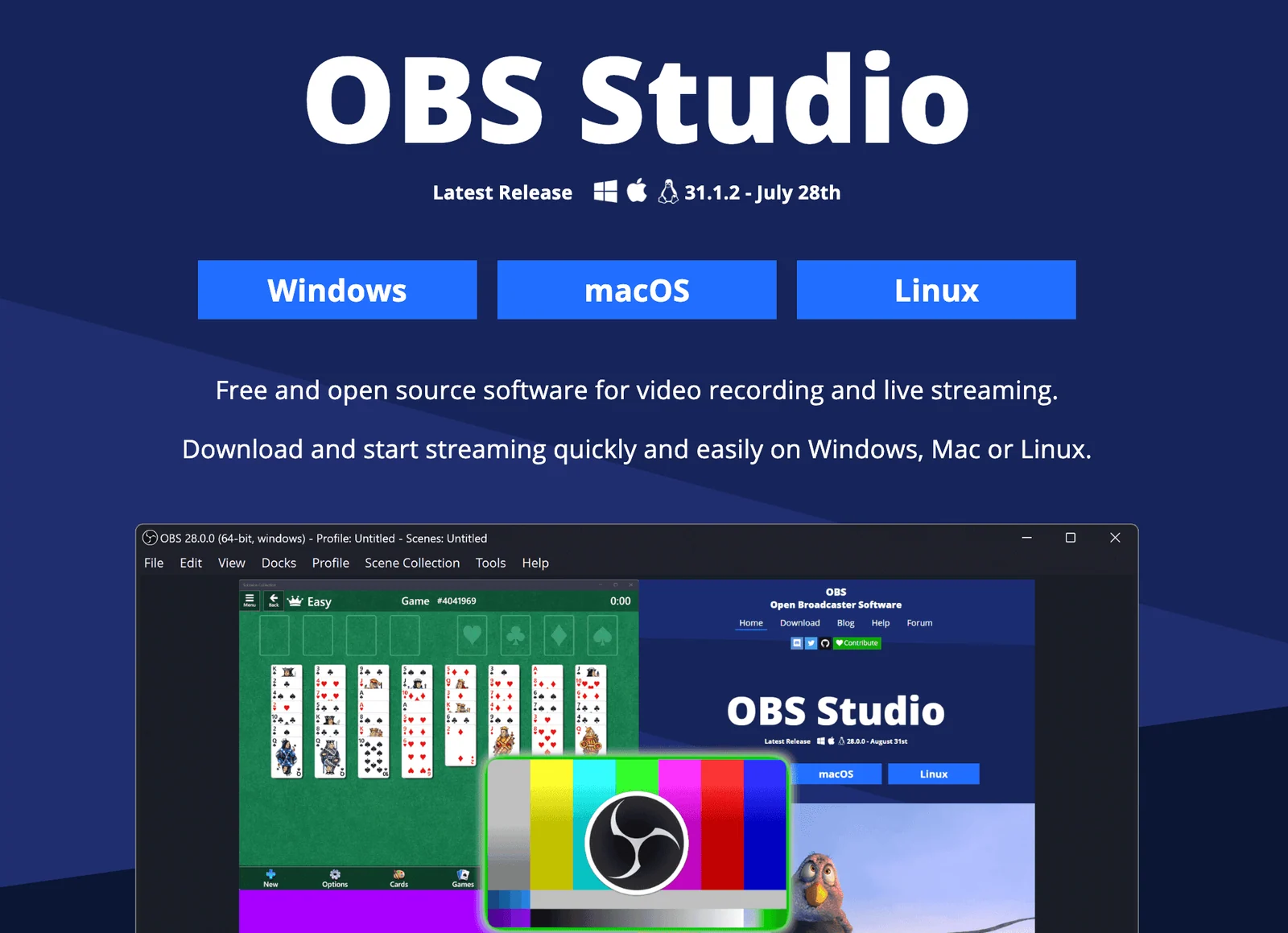 OBS Studio Homepage screenshot