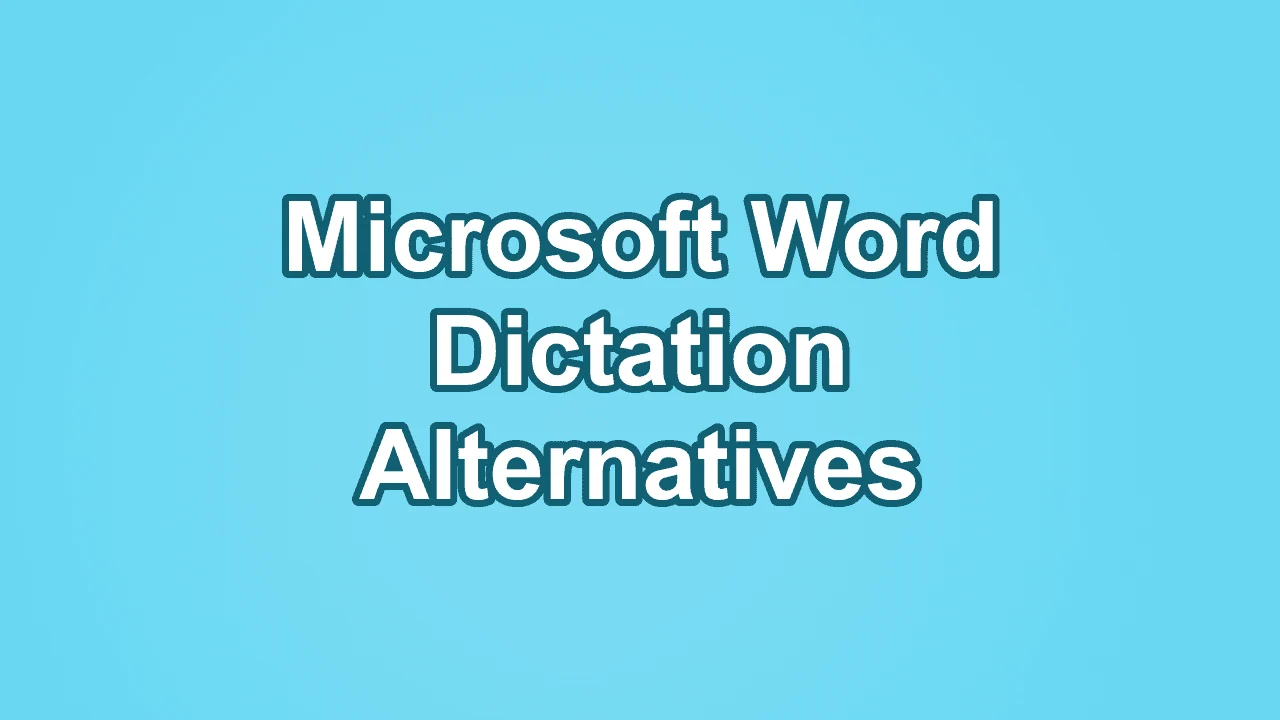 Titelbild, weißer Text auf blauem Hintergrund mit der Aufschrift „Microsoft Word Spracherkennung Alternativen“.